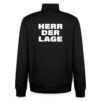 HERR DER LAGE - Unisex Organic Zip Sweatshirt von Stanley/Stella - Schwarz - Hinten - AI Model Male 185 light (185cm)