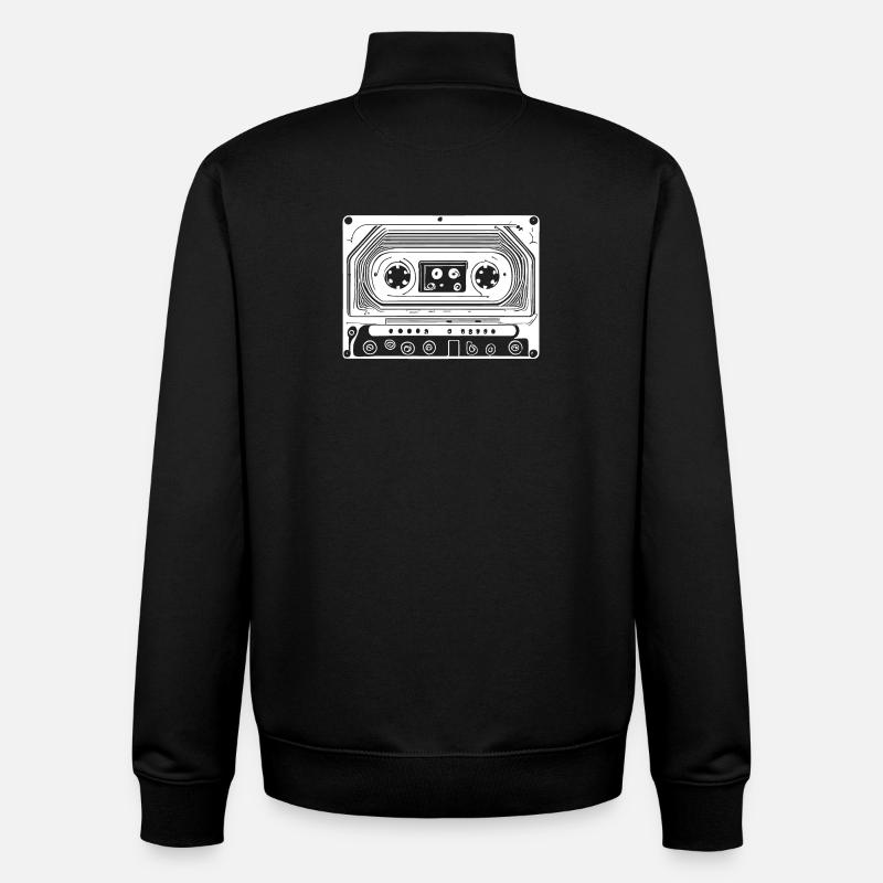 Cassette audio au design rétro - Sweat zippé unisexe en coton bio Stanley/Stella - noir