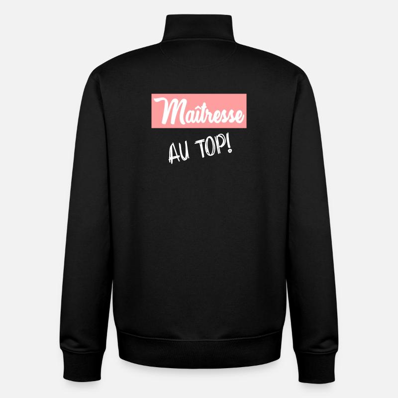 MAÎTRESSE. MERCI. MERCI MAÎTRESSE - Sweat zippé unisexe en coton bio Stanley/Stella - noir