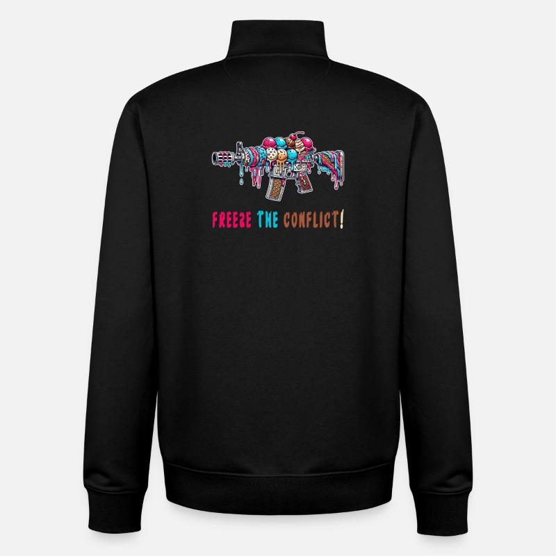 Crème glacée Conflict Freeze - Sweat zippé unisexe en coton bio Stanley/Stella - noir