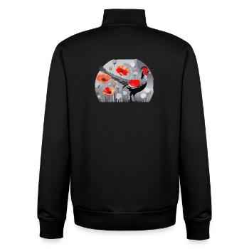 Fasanen- und Mohnblumen-Illustration - Unisex Organic Zip Sweatshirt von Stanley/Stella - Schwarz - Hinten - AI Model Male 185 light (185cm)