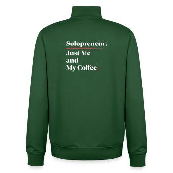 Solopreneur Vibes: Just Me & My Coffee [Weiß] - Unisex Organic Zip Sweatshirt von Stanley/Stella - Flaschengrün - Hinten - AI Model Male 185 dark (185cm)
