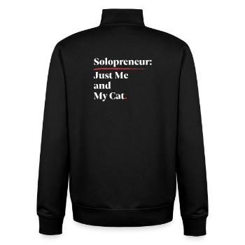 Solopreneur: Nur ich und meine Katze [Weiß] - Unisex Organic Zip Sweatshirt von Stanley/Stella - Schwarz - Hinten - AI Model Male 185 light (185cm)