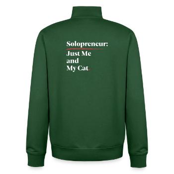 Solopreneur : Juste moi et mon chat [Blanc] - Sweat zippé unisexe en coton bio Stanley/Stella - vert bouteille - Dos - AI Model Male 185 dark (185cm)