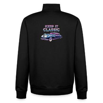 Vintage Limousine Neon Design - Unisex Organic Zip Sweatshirt von Stanley/Stella - Schwarz - Hinten - AI Model Male 185 light (185cm)