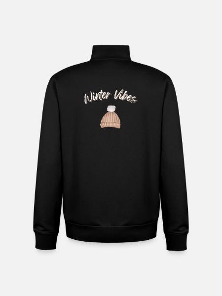 Winter Vibes Beanie Cap Winter Hat - Unisex Organic Zip Sweatshirt by Stanley/Stella - black