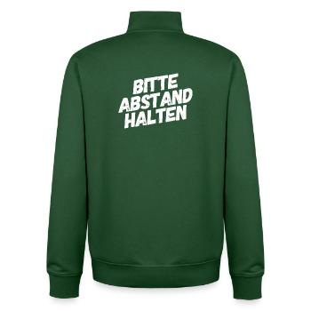 Bitte Abstand halten - Unisex Organic Zip Sweatshirt von Stanley/Stella - Flaschengrün - Hinten - AI Model Male 185 dark (185cm)