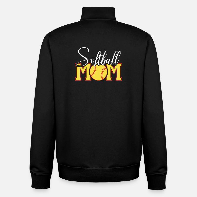 Emblème de maman de softball - Sweat zippé unisexe en coton bio Stanley/Stella - noir