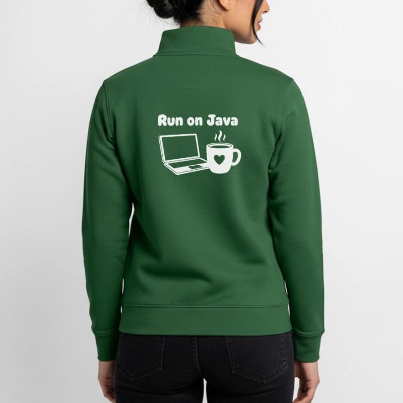 Java Run Cafe Laptop Heart Unisex Organic Zip Sweatshirt by Stanley/Stella