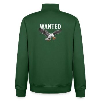 Mouette de rouleau de poisson recherché - Sweat zippé unisexe en coton bio Stanley/Stella - vert bouteille - Dos - AI Model Male 185 dark (185cm)