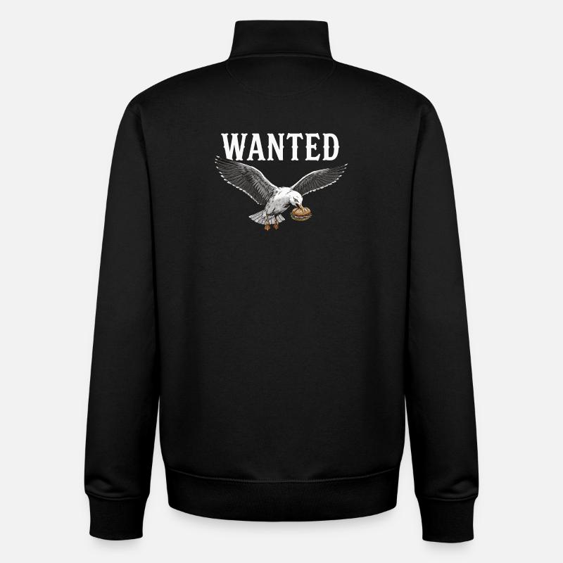 Wanted Fish Roll Seagull - Unisex Organic Zip Sweatshirt by Stanley/Stella - black