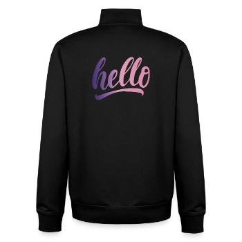 Hallo Grüße, fröhliches Farbverlauf - Unisex Organic Zip Sweatshirt von Stanley/Stella - Schwarz - Hinten - AI Model Male 185 light (185cm)