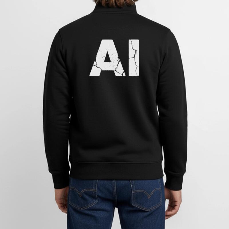 AI Artificial Intelligence Text Grunge Vector Unisex Organic Zip Sweatshirt by Stanley/Stella