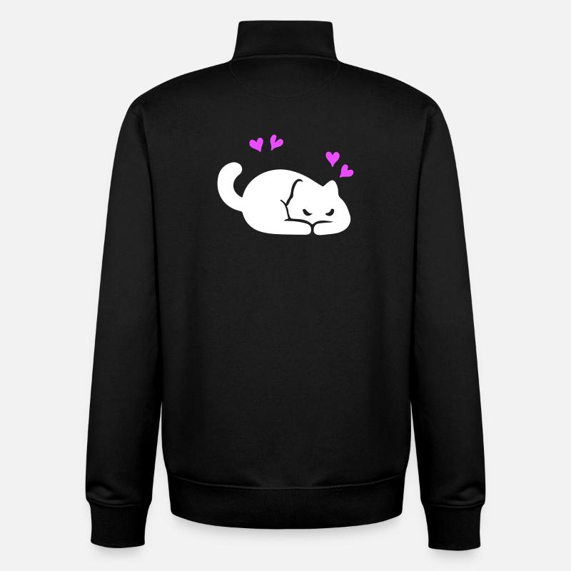Katze Liebe - Unisex Organic Zip Sweatshirt von Stanley/Stella - Schwarz