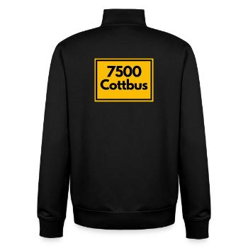 RETRO PLZ 7500 COTTBUS, OST PUISSANCE DDR. CADEAU - Sweat zippé unisexe en coton bio Stanley/Stella - noir - Dos - AI Model Male 185 light (185cm)