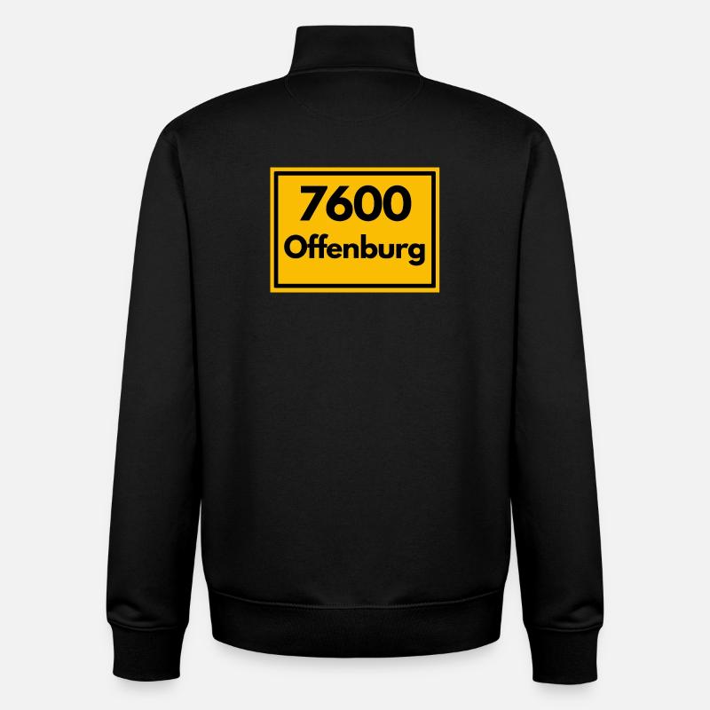 ANCIEN CODE POSTAL RETRO 7600 OFFENBURG - Sweat zippé unisexe en coton bio Stanley/Stella - noir