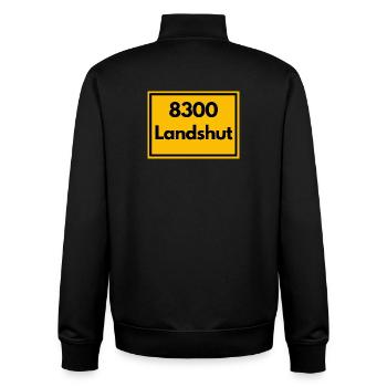 OLD POSTCODE POSTCODE RETRO 8300 LANDSHUT BAVARIA - Unisex Organic Zip Sweatshirt by Stanley/Stella - black - Back - AI Model Male 185 light (185cm)