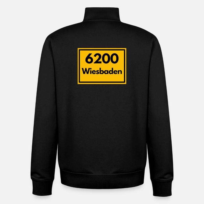 ANCIEN CODE POSTAL RETRO 6200 WIESBADEN - Sweat zippé unisexe en coton bio Stanley/Stella - noir