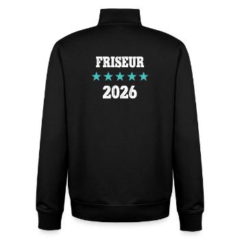 Friseur 2026 Ausbildung Lehre Frisör Meister Azubi - Unisex Organic Zip Sweatshirt von Stanley/Stella - Schwarz - Hinten - AI Model Male 185 light (185cm)