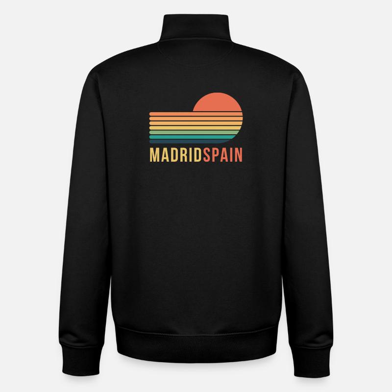 Madrid Spain Retro - Unisex Organic Zip Sweatshirt by Stanley/Stella - black