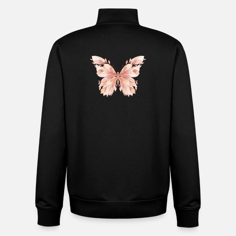 Motif papillon Pastel Wings - Sweat zippé unisexe en coton bio Stanley/Stella - noir