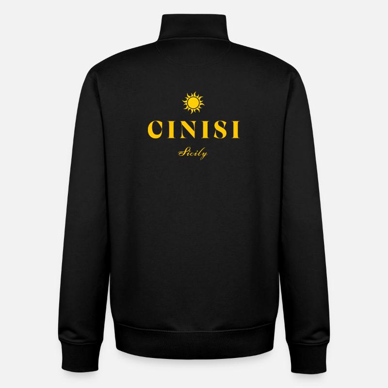 Cinisi Sicily Sun - Sweat zippé unisexe en coton bio Stanley/Stella - noir