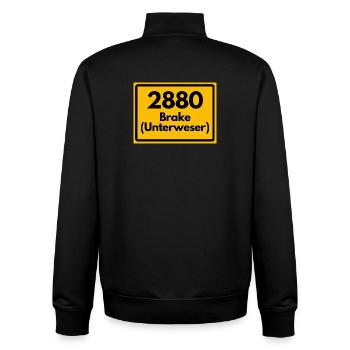 ANCIEN CODE POSTAL RÉTRO 2880 BRAKE UNTERWESER ! - Sweat zippé unisexe en coton bio Stanley/Stella - noir - Dos - AI Model Male 185 light (185cm)