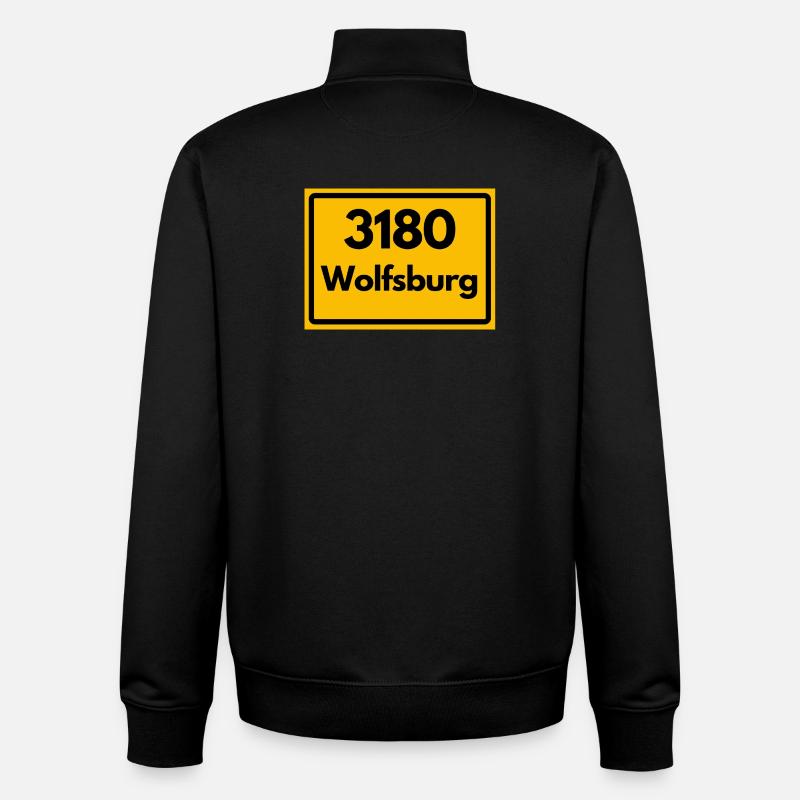 OLD POSTCODE POSTCODE RETRO 3180 WOLFSBURG - Unisex Organic Zip Sweatshirt by Stanley/Stella - black