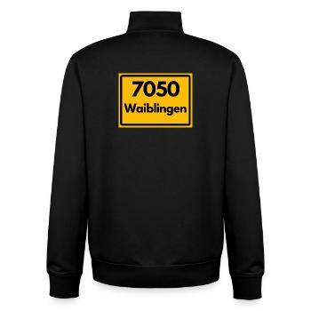 ALTE POSTLEITZAHL PLZ RETRO 7050 WAIBLINGEN HEIMAT - Unisex Organic Zip Sweatshirt von Stanley/Stella - Schwarz - Hinten - AI Model Male 185 light (185cm)