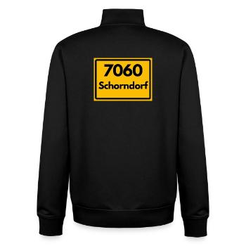 ALTE POSTLEITZAHL PLZ RETRO 7060 SCHORNDORF HEIMAT - Unisex Organic Zip Sweatshirt von Stanley/Stella - Schwarz - Hinten - AI Model Male 185 light (185cm)