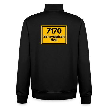 ALTE POSTLEITZAHL PLZ RETRO 7170 SCHWÄBISCH HALL - Unisex Organic Zip Sweatshirt von Stanley/Stella - Schwarz - Hinten - AI Model Male 185 light (185cm)
