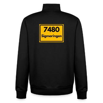 OLD POSTCODE RETRO 7480 SIGMARINGEN HEIMAT - Unisex Organic Zip Sweatshirt by Stanley/Stella - black - Back - AI Model Male 185 light (185cm)