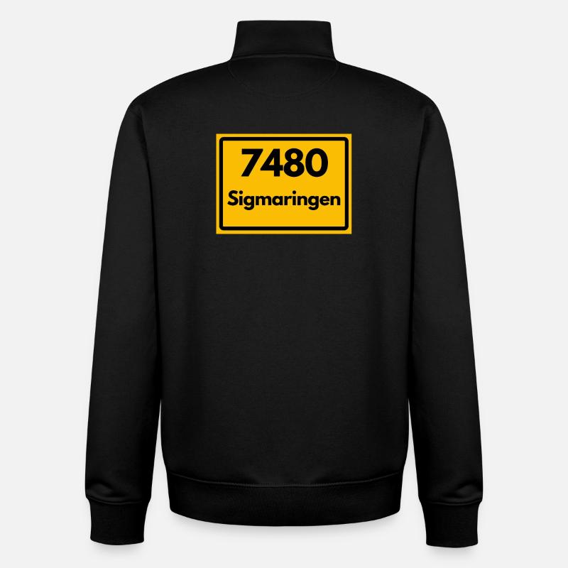 OLD POSTCODE RETRO 7480 SIGMARINGEN HEIMAT - Unisex Organic Zip Sweatshirt by Stanley/Stella - black