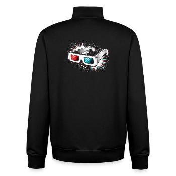 3D Brille Retro Kino Design   - Unisex Organic Zip Sweatshirt von Stanley/Stella - Schwarz - Hinten - AI Model Male 185 light (185cm)