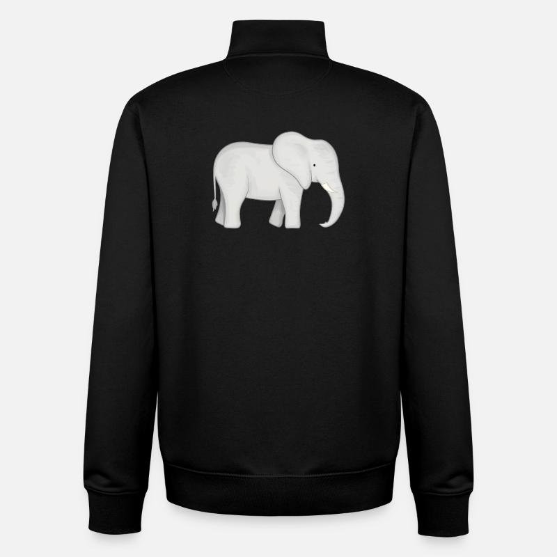 White Elephant Drawing - Unisex Organic Zip Sweatshirt by Stanley/Stella - black
