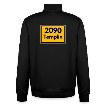 OLD POSTCODE POSTCODE RETRO 2090 TEMPLIN HEIMAT - Unisex Organic Zip Sweatshirt by Stanley/Stella - black - Back - AI Model Male 185 light (185cm)