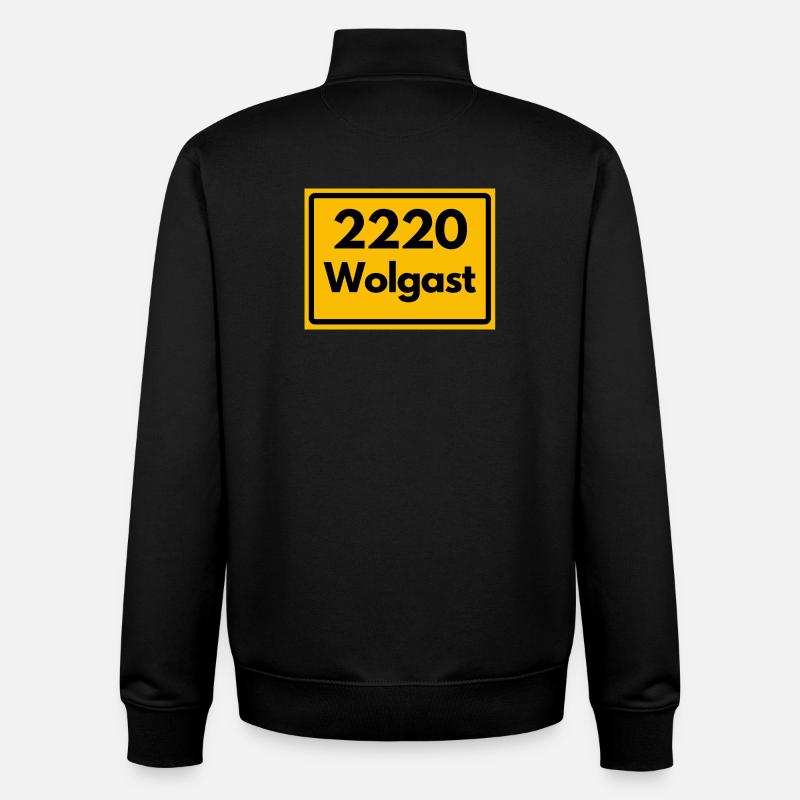 OLD POSTCODE POSTCODE RETRO 2220 WOLGAST HEIMAT - Unisex Organic Zip Sweatshirt by Stanley/Stella - black