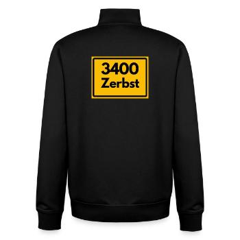 ALTE POSTLEITZAHL PLZ 3400 ZERBST HEIMATSTOLZ KULT - Unisex Organic Zip Sweatshirt von Stanley/Stella - Schwarz - Hinten - AI Model Male 185 light (185cm)