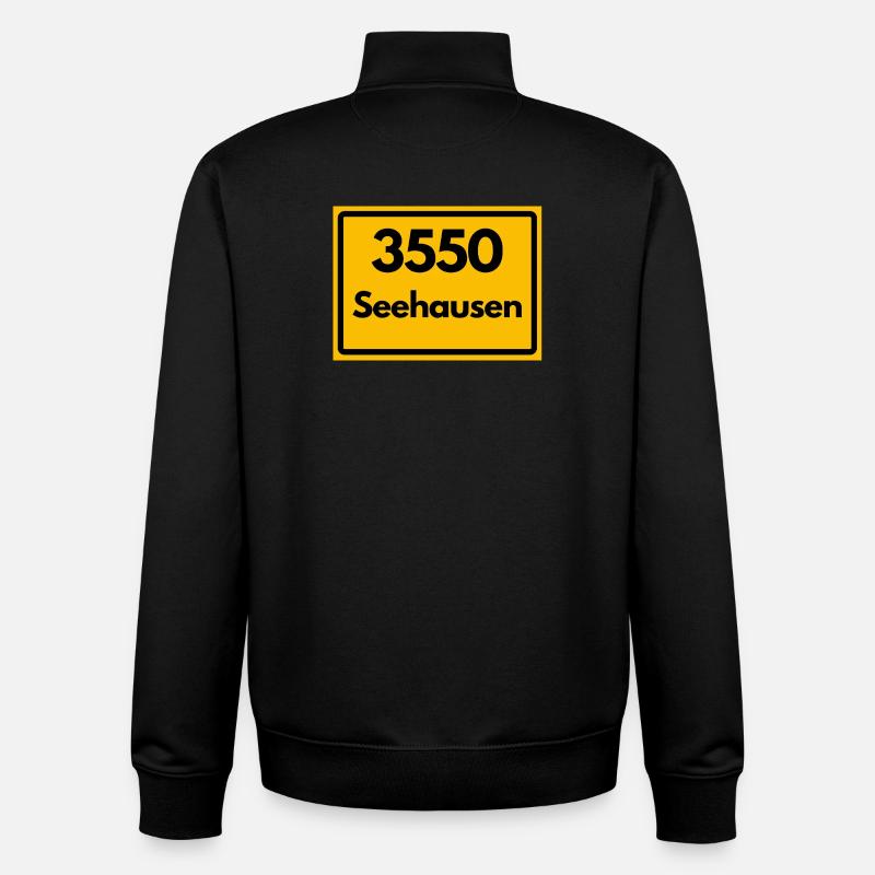 OLD POSTCODE POSTCODE 3550 SEEHAUSEN HEIMATSTOLZ - Unisex Organic Zip Sweatshirt by Stanley/Stella - black