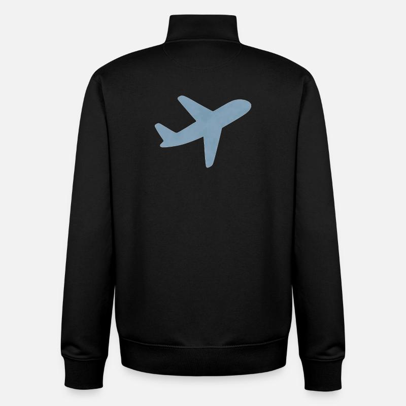 Blue Minimalist Airplane - Unisex Organic Zip Sweatshirt by Stanley/Stella - black