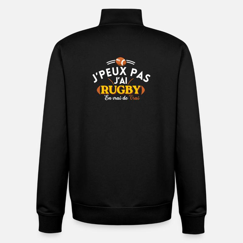 J'peux pas j'ai Rugby  - Sweat zippé unisexe en coton bio Stanley/Stella - noir