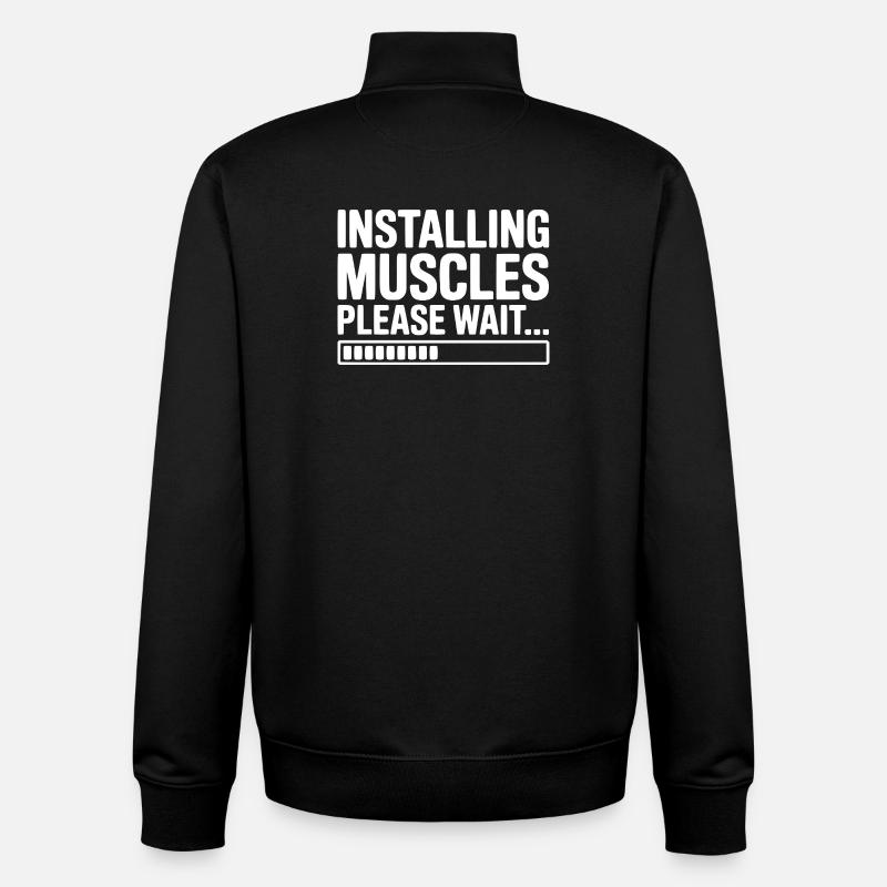 Installer des muscles, veuillez patienter... - Sweat zippé unisexe en coton bio Stanley/Stella - noir
