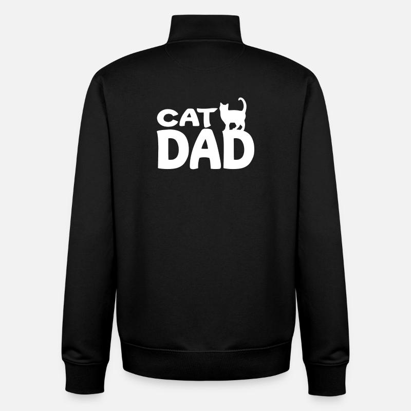 Papa Chat Silhouette Blanc - Sweat zippé unisexe en coton bio Stanley/Stella - noir