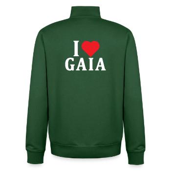 T-Shirt Ich liebe Gaia T-Shirt Geschenkidee - Unisex Organic Zip Sweatshirt von Stanley/Stella - Flaschengrün - Hinten - AI Model Male 185 dark (185cm)