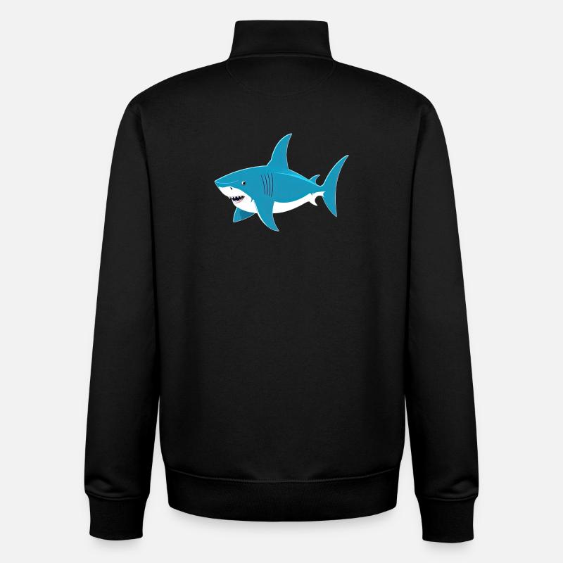 Requin - Sweat zippé unisexe en coton bio Stanley/Stella - noir