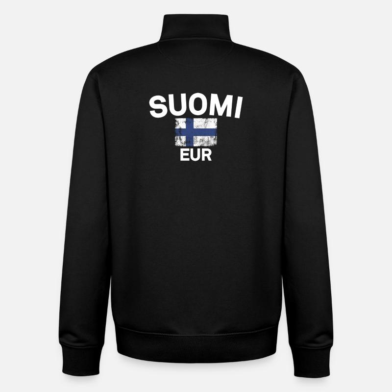Grunge drapeau finlandais : Suomi EUR - Sweat zippé unisexe en coton bio Stanley/Stella - noir