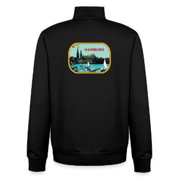 Fluss Hamburg: Segelboot-Illustration - Unisex Organic Zip Sweatshirt von Stanley/Stella - Schwarz - Hinten - AI Model Male 185 light (185cm)