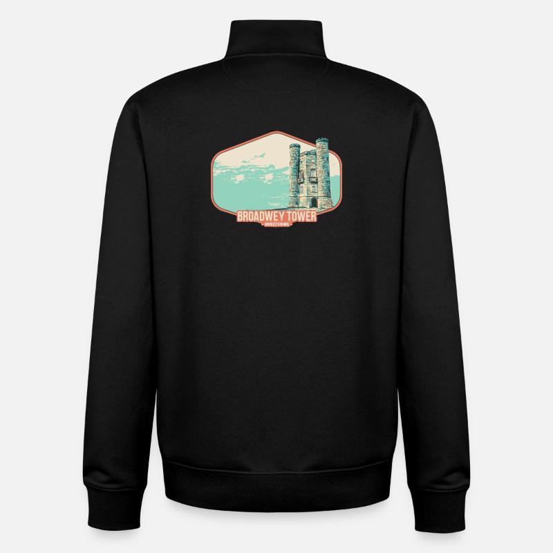 Illustration Broadwey Tower, Worcestershire - Unisex Organic Zip Sweatshirt von Stanley/Stella - Schwarz
