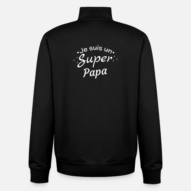 Funny Super Dad Statement - Unisex Organic Zip Sweatshirt by Stanley/Stella - black