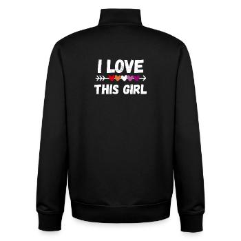 Lesbienne. J’adore cette fille - Sweat zippé unisexe en coton bio Stanley/Stella - noir - Dos - AI Model Male 185 light (185cm)
